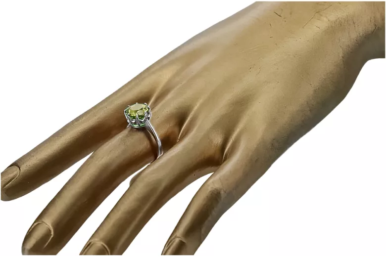 Artesanía vintage Anillo Peridoto amarillo Plata de ley 925 vrc157s